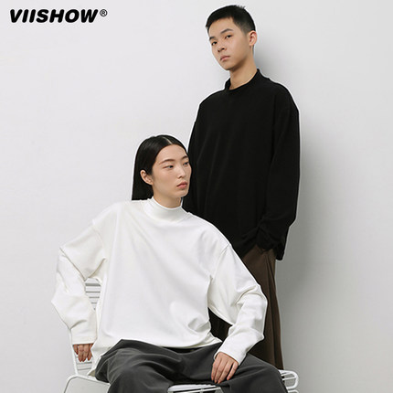 VIISHOW德绒半高领长袖T恤男春秋宽松加绒打底衫加厚保暖内搭卫衣