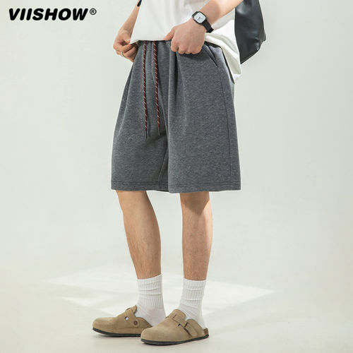 VIISHOW夏季运动休闲透气短裤高街潮牌复古中裤抽绳宽松五分裤男