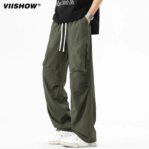 VIISHOW2025年春季男裤子长裤冲锋裤复古街头潮牌休闲裤直筒裤潮