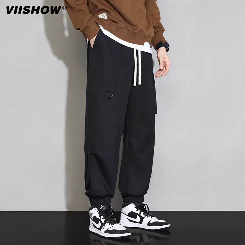 VIISHOW工装裤子男宽松束脚休闲运动裤宽松直筒垂感阔腿运动卫裤