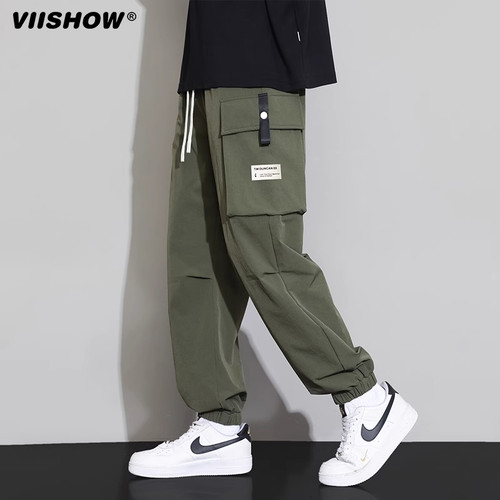 VIISHOW休闲裤男春季宽松束脚工装长裤学生运动青年阔腿美式裤子