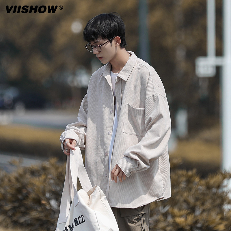 VIISHOW衬衫男生春秋新款日系纯色长袖衬衣高级感潮流痞帅外套潮,男装,衬衫,淘宝优惠券,粉丝福利购,淘宝优惠卷