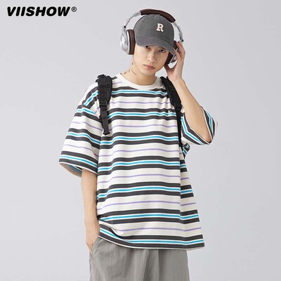 VIISHOW情侣百搭条纹半袖