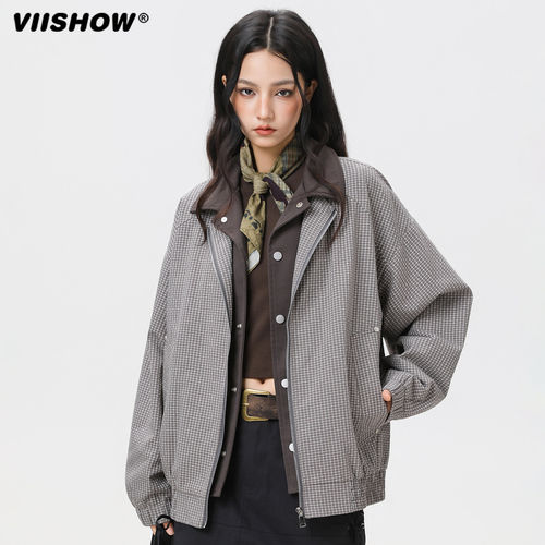 VIISHOW2026年春季新款复古老钱风潮牌美式高街假两件夹克男外套