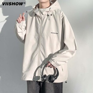 VISHOW潮牌机能ins户外女外套国潮复古防风防雨冲锋衣宽松男夹克