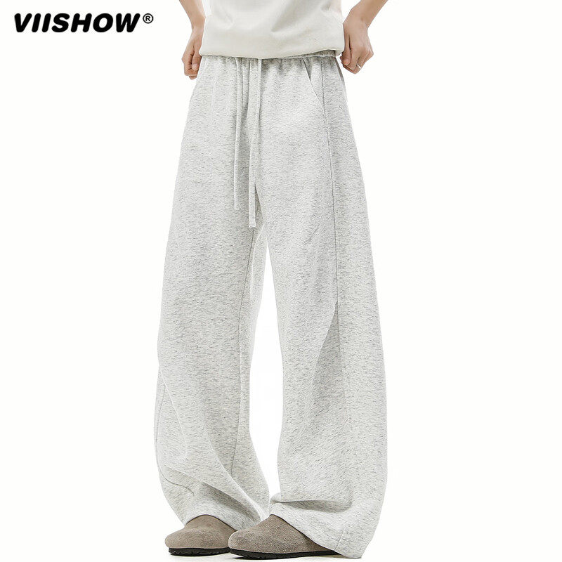 VIISHOW秋季阔腿卫裤男情侣潮牌简约直筒阔腿弯刀宽松休闲长裤潮,男装,休闲裤,淘宝优惠券,粉丝福利购,淘宝优惠卷
