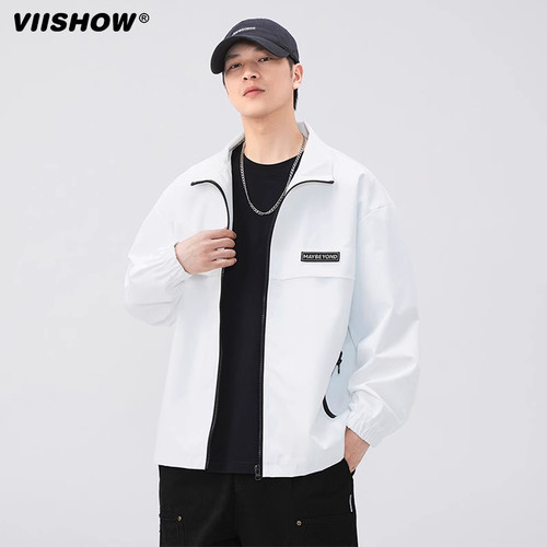 VIISHOW立领冲锋衣男春秋季薄款美式潮牌痞帅防风防水登山服夹克