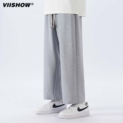 VIISHOW夏季新款直筒休闲长裤男潮牌男生宽松运动阔腿九分裤子