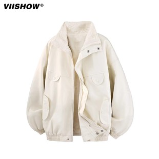 VIISHOW冬季羊羔绒机车PU皮棉服男士加厚保暖羽绒棉袄棉衣外套潮