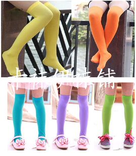 儿童彩色丝袜中筒连袜长统袜女童过膝袜白色亲子踩脚中筒袜舞蹈袜