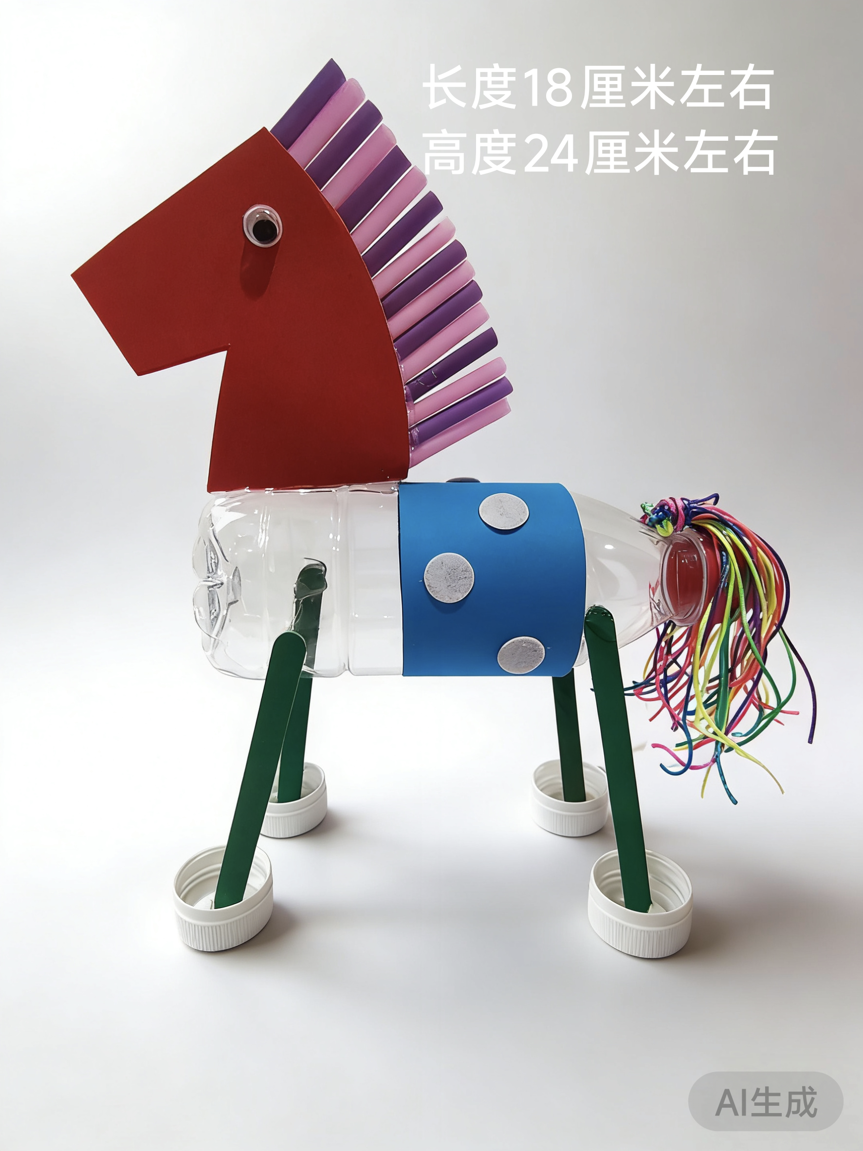 马年亲子手工塑料瓶DIY小马摆件 幼儿园作业环保材料包变废为宝