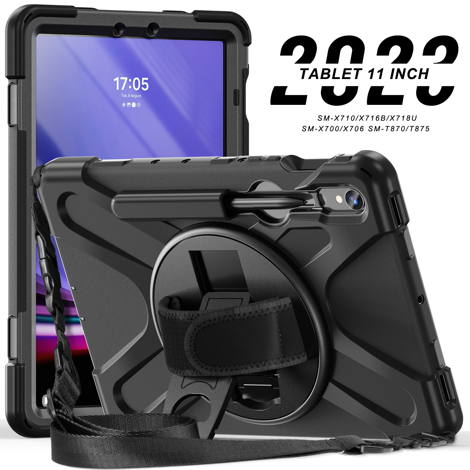 适用三星 Samsung galaxy Tab S9 FE/S10 Plus Case Tablet Cover Hot Sale Amzon 防摔背带S10+支架保护套