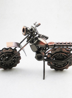 大号铁艺摩托车模型金属工艺品家居摆件 大号经典链条车 M5C