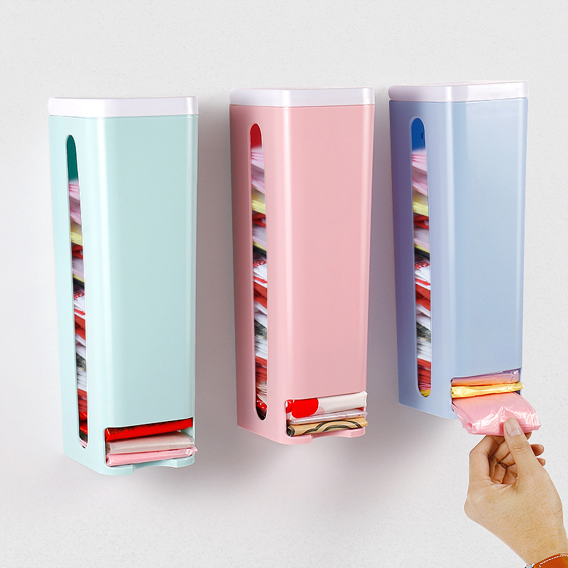 垃圾袋收纳盒塑料购物袋抽取整理厨房家用无痕壁挂式储物架精致