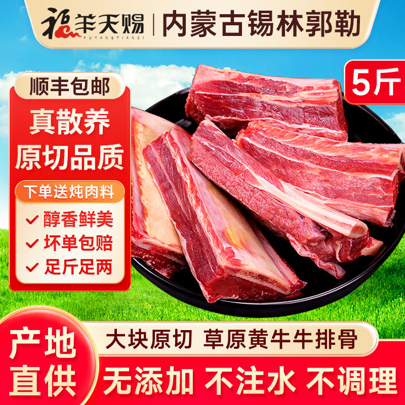内蒙古原切黄膘牛肋排5斤牛排骨新鲜带肉战斧牛小排牛肋骨牛仔骨