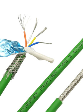 绿色四芯profinet ethercat专用电缆 pn通讯工业屏蔽网线水晶头