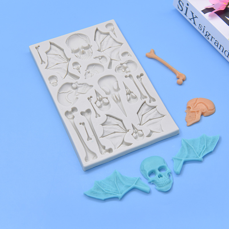 骨头骷髅翅膀硅胶模具DIY手工翻糖巧克力蛋糕饼干烘焙硅胶模具