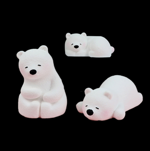 可爱萌宠小熊宝DIY蜡烛巧克力慕斯装饰治愈系三只北极熊硅胶模具