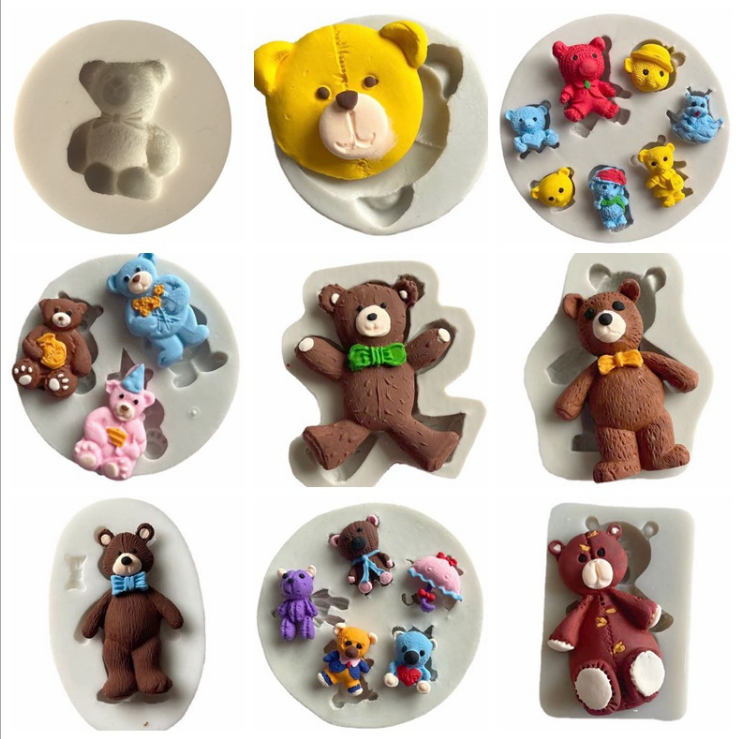 烘焙蛋糕装饰熊头模具玩具熊网红熊泰迪巧克力干佩斯慕斯硅胶烘焙
