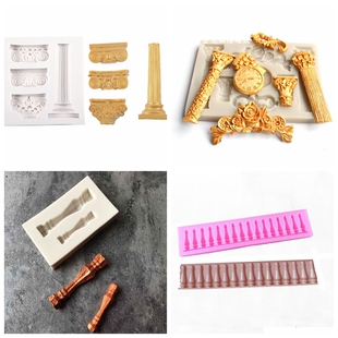 罗马柱钟图腾模具硅胶模具翻糖巧克力蛋糕装饰DIY烘焙工具