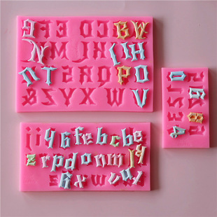 翻糖哥特字母大写小写数字硅胶模具巧克力粘土滴胶装饰工具配件模