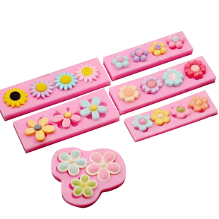 小花系列翻糖巧克力模具花朵小草巧克力硅胶模具diy杯子蛋糕装饰
