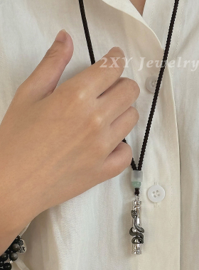 新中式竹韵蛇影吊坠项链