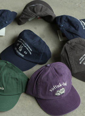 现货SOFT CONTAINER 多色多款刺绣logo做旧磨损复古鸭舌帽棒球帽