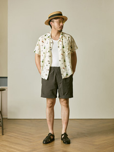 现货 Remains 飞蝇钓饵毛钩印花复古户外夏威夷短袖衬衫