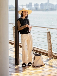 女士宽松直筒显瘦白色中腰牛仔裤 caicaicai 23ss