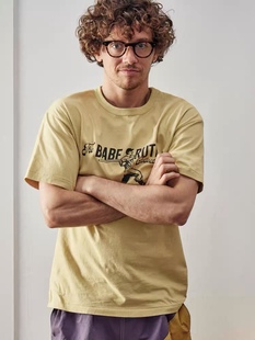 Remains 棒球美式复古学院运动印花短袖T恤衫圆领广告宣传体恤夏