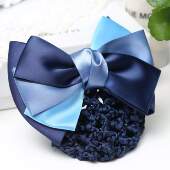 银行护士空姐酒店职业头花发夹发网兜优雅简约百搭工作装 蓝 女新款