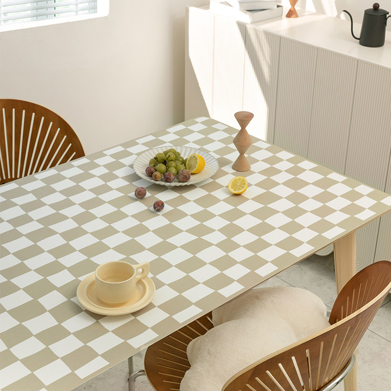 餐桌垫防烫桌布防水防油免洗棋盘格桌垫法式复古餐桌圆桌茶几皮革,居家布艺,桌布,淘宝优惠券,粉丝福利购,淘宝优惠卷