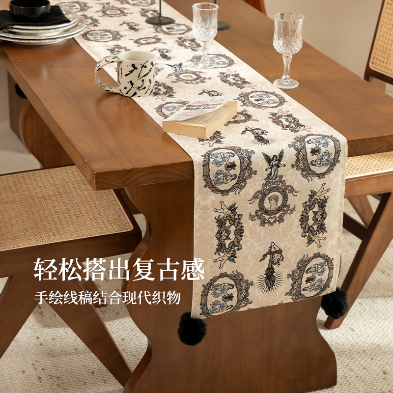 桌旗法式复古中古风茶几茶桌垫布