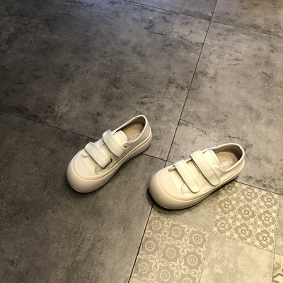 小白鞋运动厚底魔术贴女鞋真皮