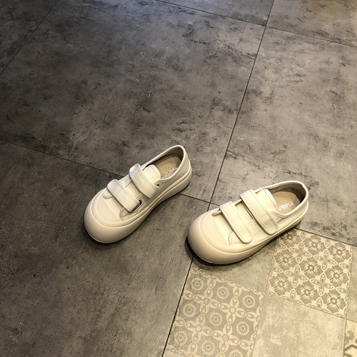 小白鞋运动厚底魔术贴女鞋真皮