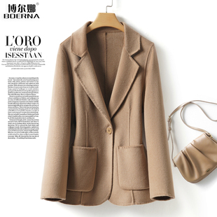 全羊毛呢西装 气质一粒扣2026春新款 外套 修身 双面绒西服大衣女短款