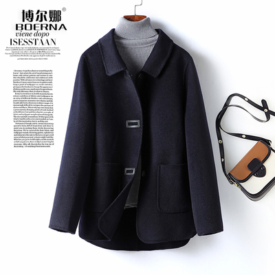 绵羊毛双面呢大衣短款韩版小个子