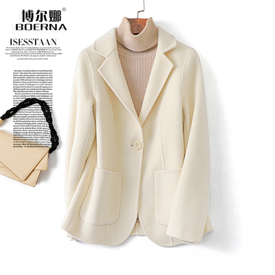 毛呢外套女士短款长袖双面呢西装