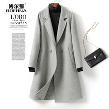 双面羊绒大衣女中长款灰色西装领高端气质2025秋冬新款羊毛呢外套