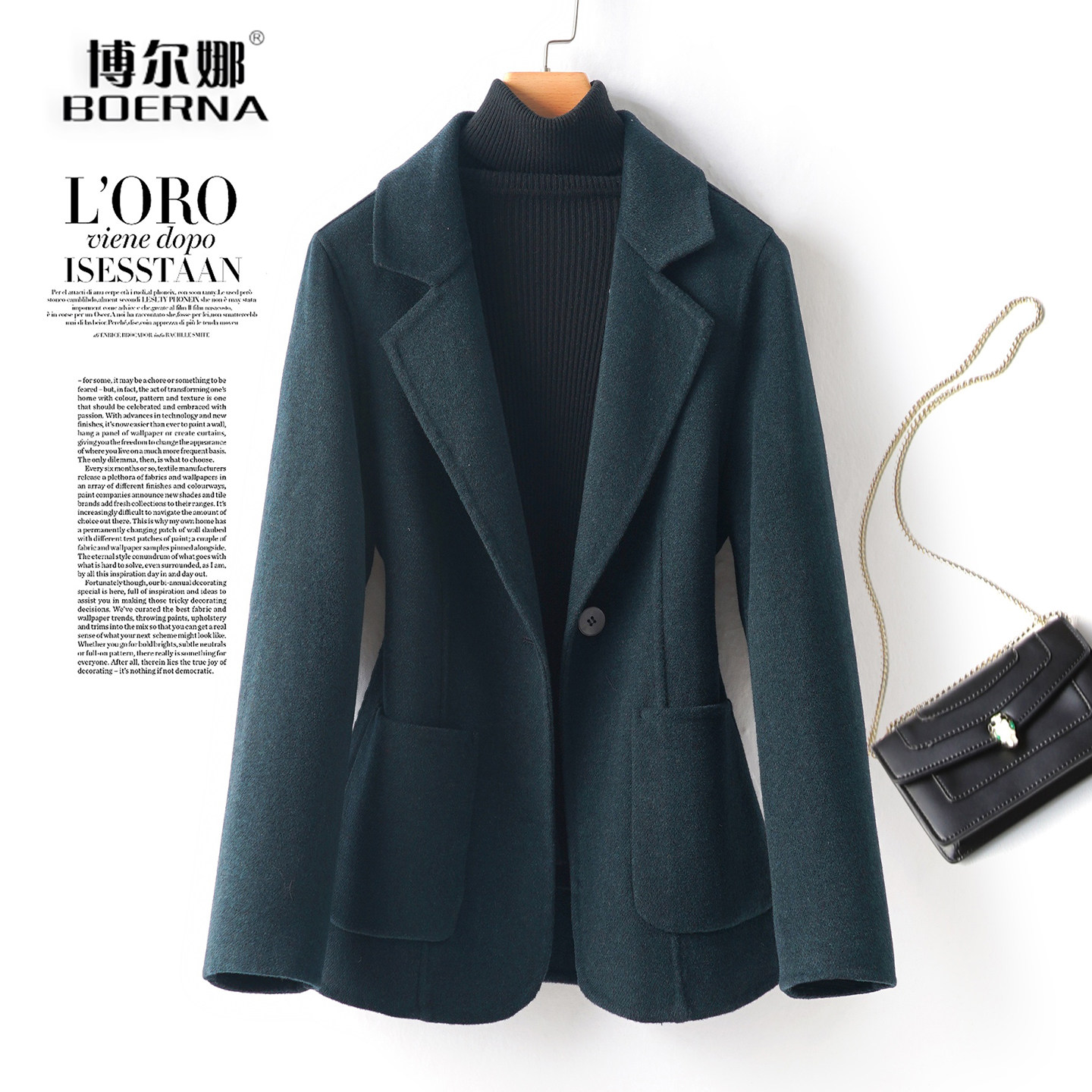 羊毛呢西服女士短款加大码小个子通勤百搭2026新款双面绒西装外套