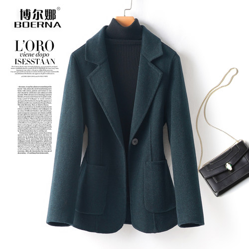 2026春小个子加大码毛呢西装外套