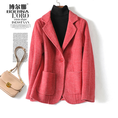 毛呢西装外套短款修身羊毛双面呢