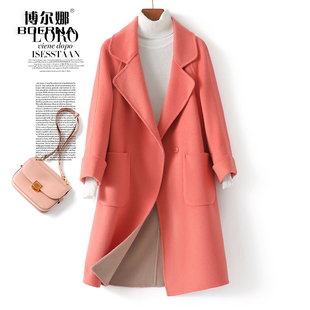羊毛双面呢大衣女中长款西装领韩版2025秋冬新款高级感羊毛呢外套