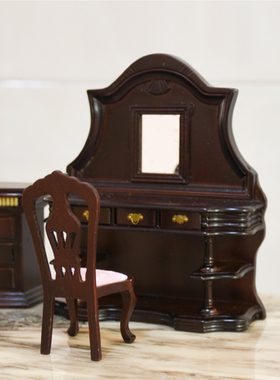 袖珍欧式风梳妆台椅子家具模型
