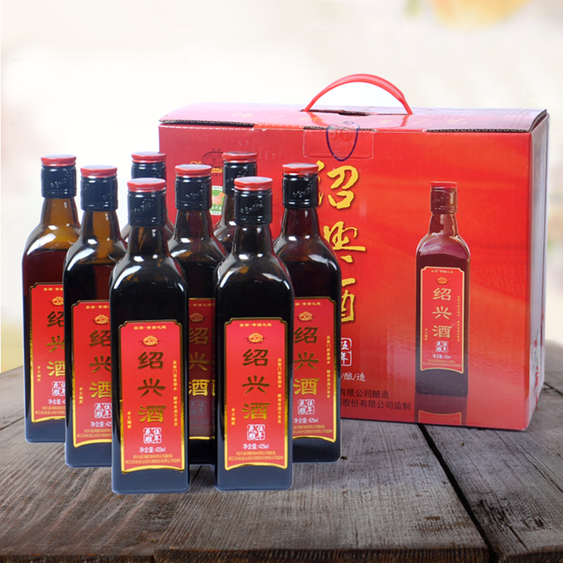古越龍山鑒湖紹興黃酒五年陳整箱裝花雕酒陳年糯米老酒425ml*8瓶