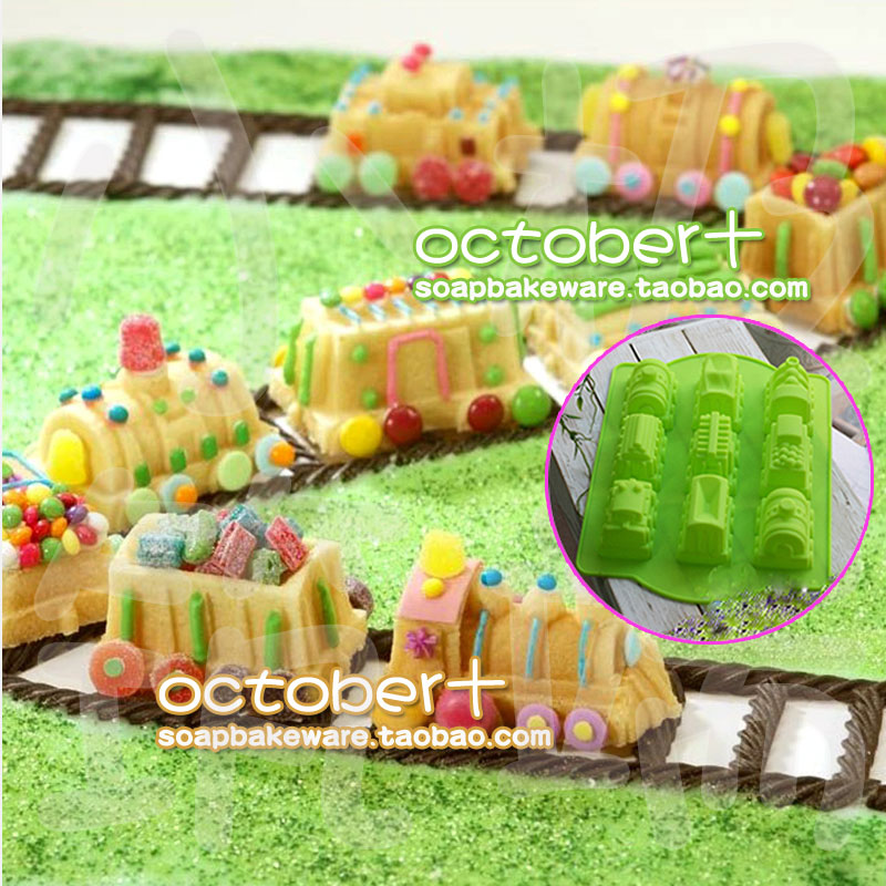 Silicone train mold微波炉烤箱diy烘焙模具9孔火车头蛋糕烤盘