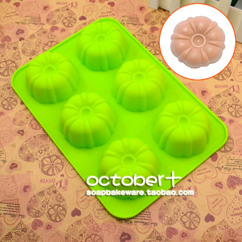 觅爱馆耐高温果冻杯6孔南瓜矽胶模diy手工肥皂模具蛋糕模具冰格