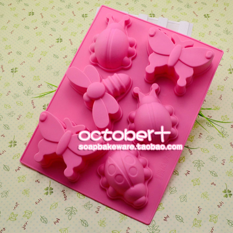 6-Cavities Animals Silicone Baking Mold Cake昆虫硅胶手工皂模