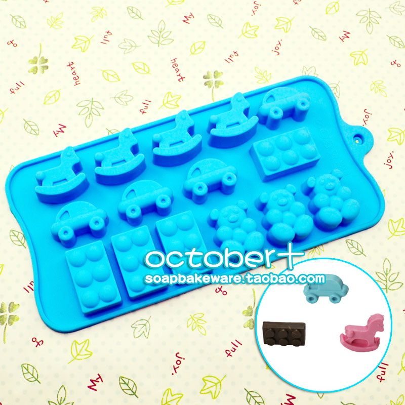 觅爱馆diy厨房饼干模具童年木马汽车熊微波炉烤箱烘焙硅胶烤盘